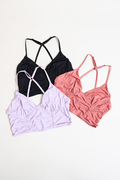 Plus size ruched bralette tank top by Periwinkle Aether, featuring a comfortable fit with ruched detailing and sleeveless design.
