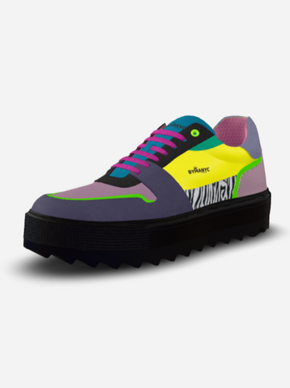 White Chaos vegan sneakers Riverside Rush BYMANYC® New York, stylish casual footwear with white and green accents.