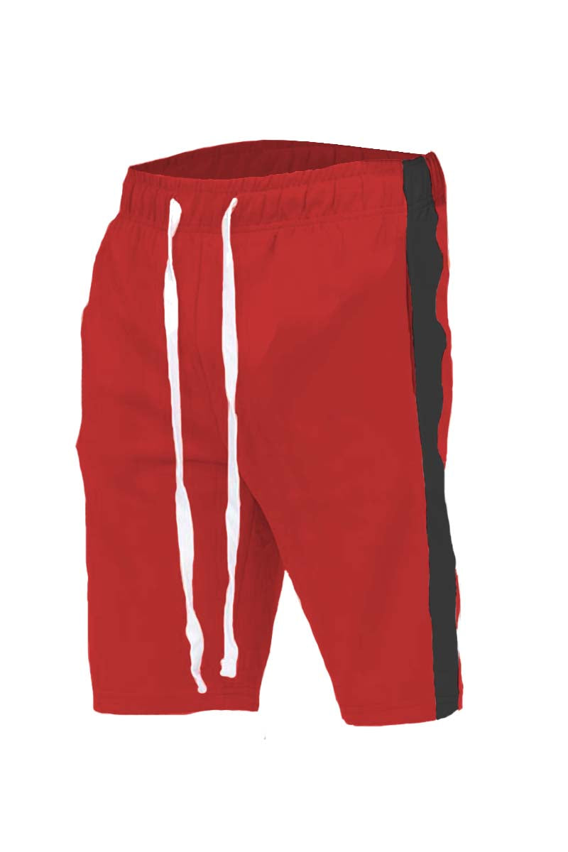 Lime Milo single stripe shorts in lightweight fabric, featuring a relaxed fit with white and navy stripes.