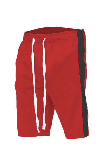 Lime Milo single stripe shorts in lightweight fabric, featuring a relaxed fit with white and navy stripes.