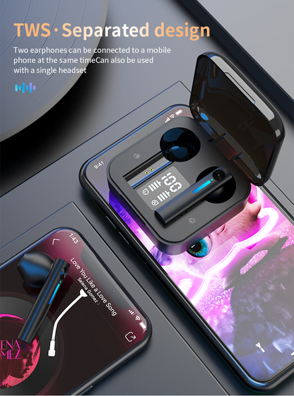 Teal Simba Bluetooth Earphones LED wireless TWS with microphone, compact tech accessories for hands-free calls and music.