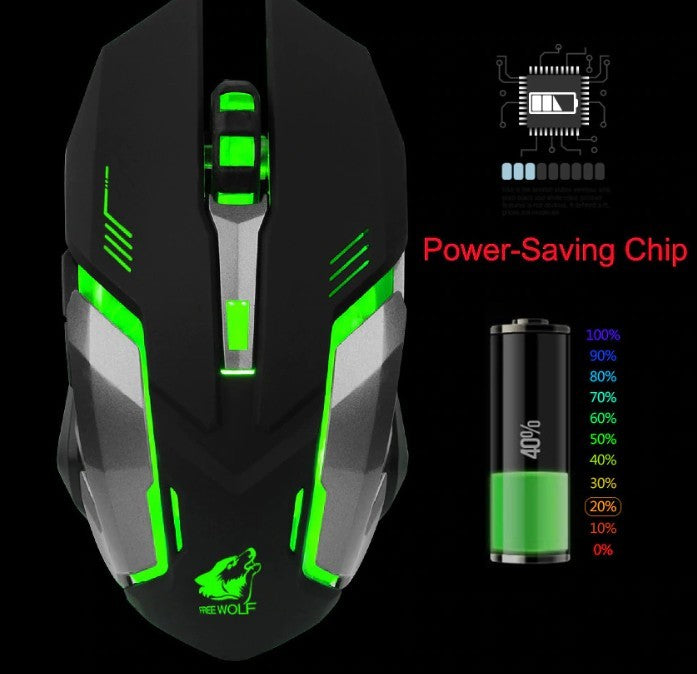 Yellow Pandora Ninja Dragon Stealth 7 wireless gaming mouse with silent LED lighting, designed for mobile and laptop gaming.