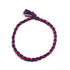 Handmade cotton bisexual friendship bracelet featuring rainbow colors and LGBTQ pride symbols, crafted by Rose Erebus.