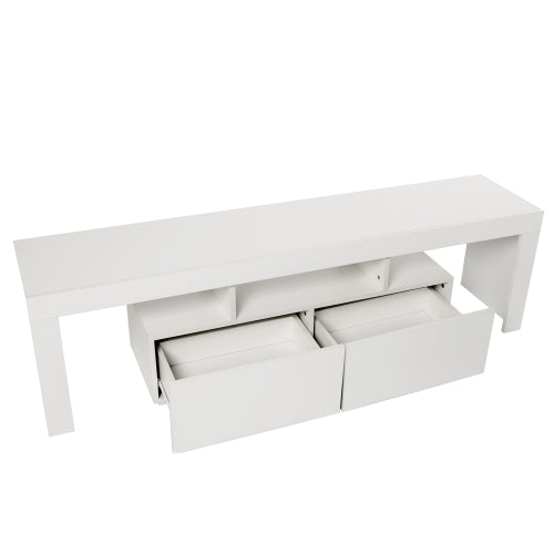Modern TV stand with LED lighting by Teal Simba, featuring sleek design and ample storage for entertainment essentials.