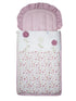Amaranth Smokey newborn cotton quilted nest bag with rose print, soft sleeping bag for babies, cozy and comfortable for newborns.