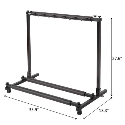 Lilac Milo triple folding guitar holder rack stand with three slots for guitars, designed for home and garden storage.
