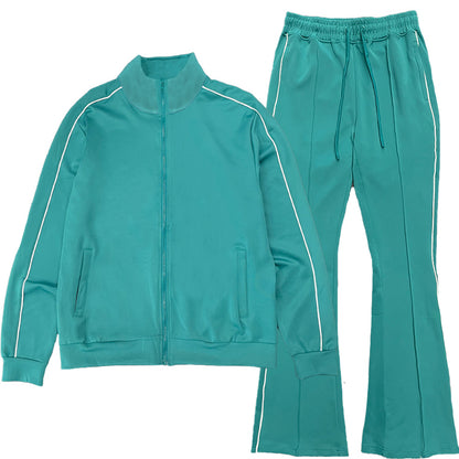 Lime Milo flare stacked track suit with matching jacket and pants, activewear set in stylish, comfortable athletic fabric.