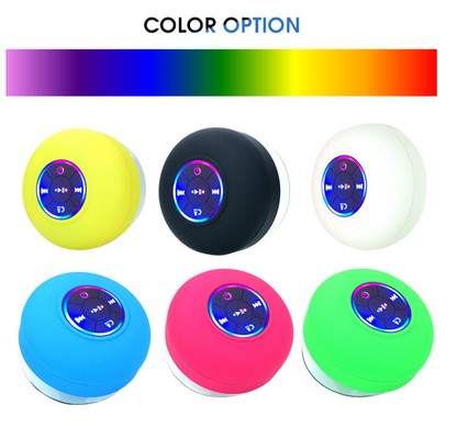 Lilac Milo mini waterproof RGB Bluetooth speaker with suction cup for portable audio and colorful lighting.