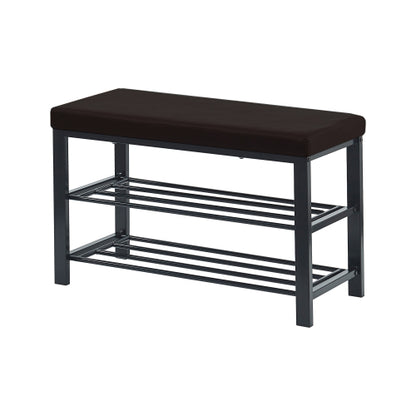 Teal Simba bedroom storage bench with shelf for shoes, featuring a cushioned seat and organized shoe storage underneath.