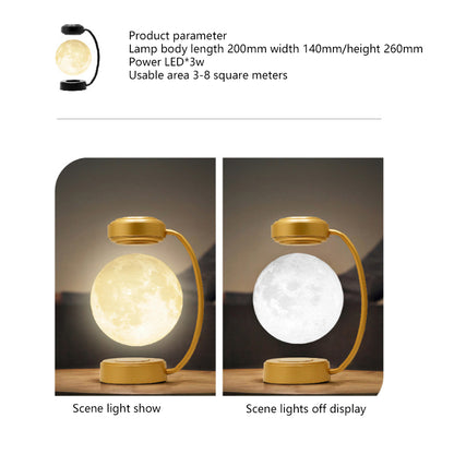 Teal Simba Creativity Magnetic Levitation Moon Lamp LED rotating hanging lamp displaying a floating, glowing moon with magnetic levitation.