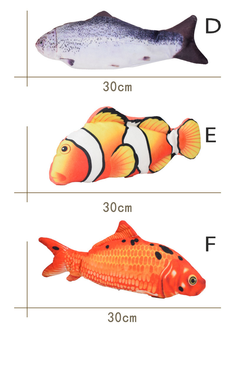 Electronic Floppy Fish Cat Toy by Lilac Milo, showing a moving fish-shaped toy for cats with colorful, soft fabric features.