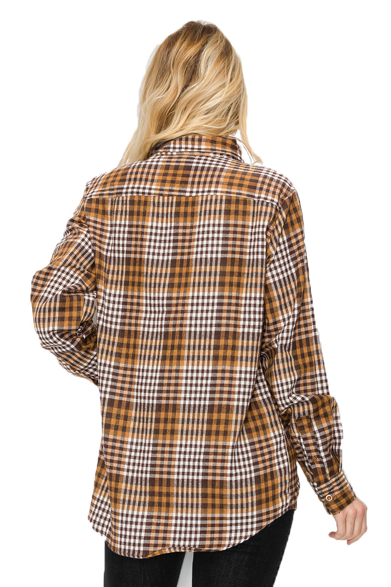 Lime Milo oversized boyfriend plaid checkered flannel top with a relaxed fit, featuring classic red and black checkered pattern.