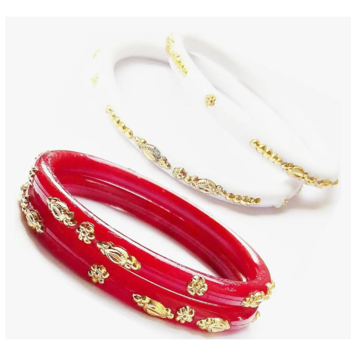 Colorful Commencement Sankha Pola plastic bangles from Orchid Beech, showcasing traditional bracelet design and vibrant patterns.