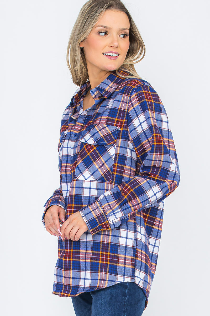 Lime Milo oversized boyfriend plaid checkered flannel top with a relaxed fit and classic pattern, ideal for casual wear.