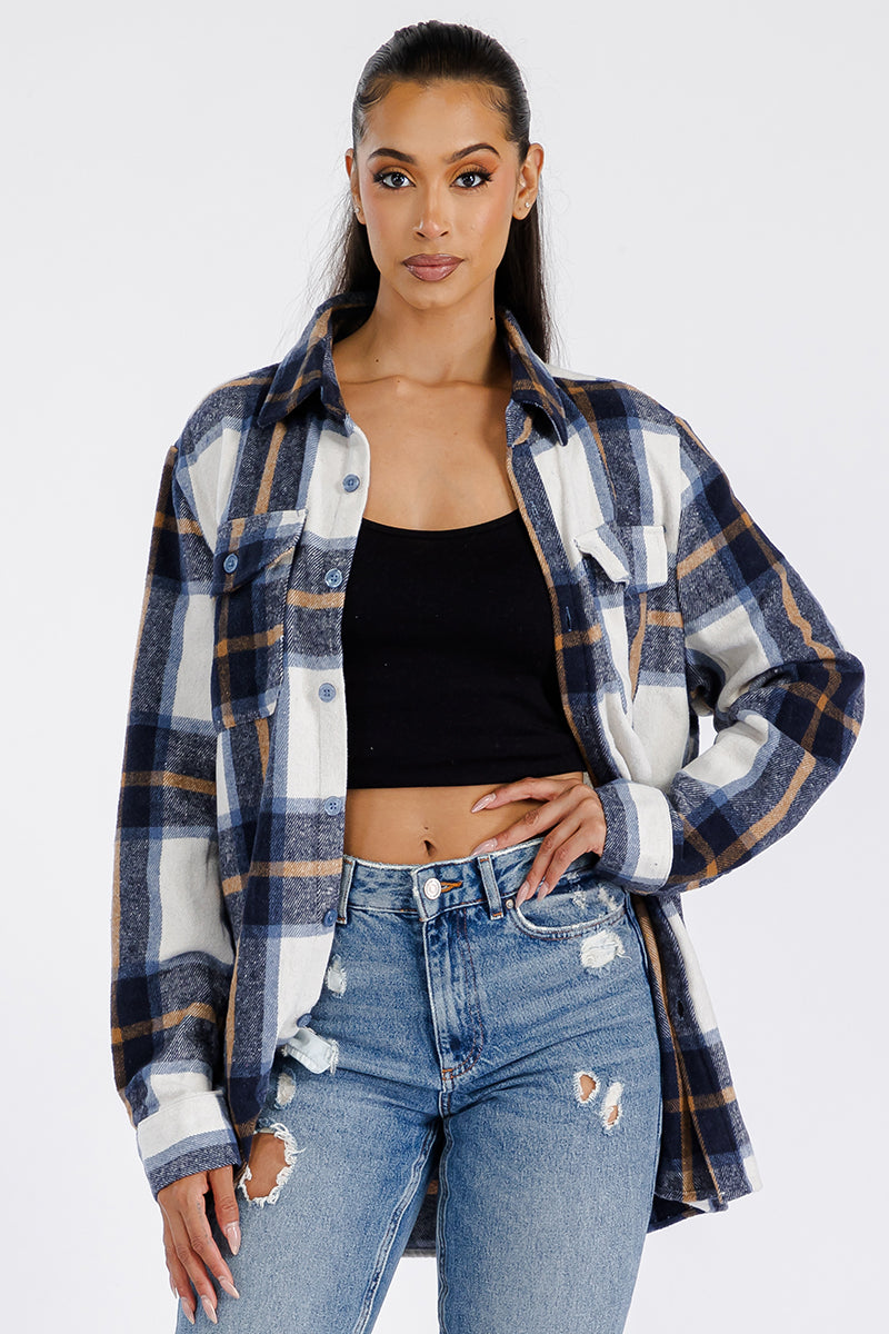 Lime Milo Boyfriend Oversized Soft Flannel Shacket in a cozy, plaid design, featuring a relaxed fit and button front.