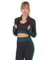 Lazurite Trois seamless sports jacket in black with blue accents, designed for activewear and athletic workouts.