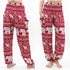 Burgundy Elephant patterned boho pants for women by Tan Smokey, featuring a relaxed fit, hippie style, perfect for yoga or casual wear.