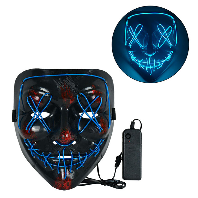 Lilac Milo neon LED glow Halloween mask with vibrant colors, perfect for cosplay and spooky Halloween costumes.