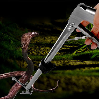 Foldable stainless steel snake clamp from Lilac Milo, 100cm snake catcher with ergonomic handle for pets and snake handling.
