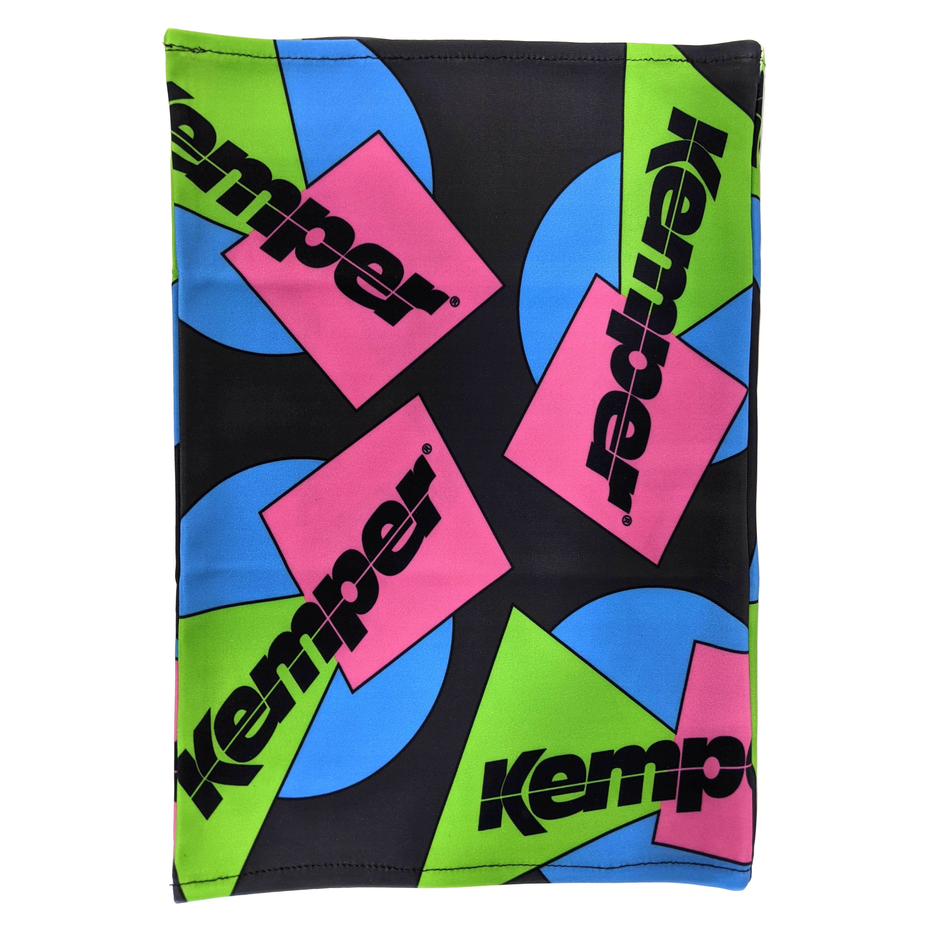 Orange Missy Kemper Snowboards logo neck gaiter featuring a vibrant design, made for outdoor sports and winter activities.