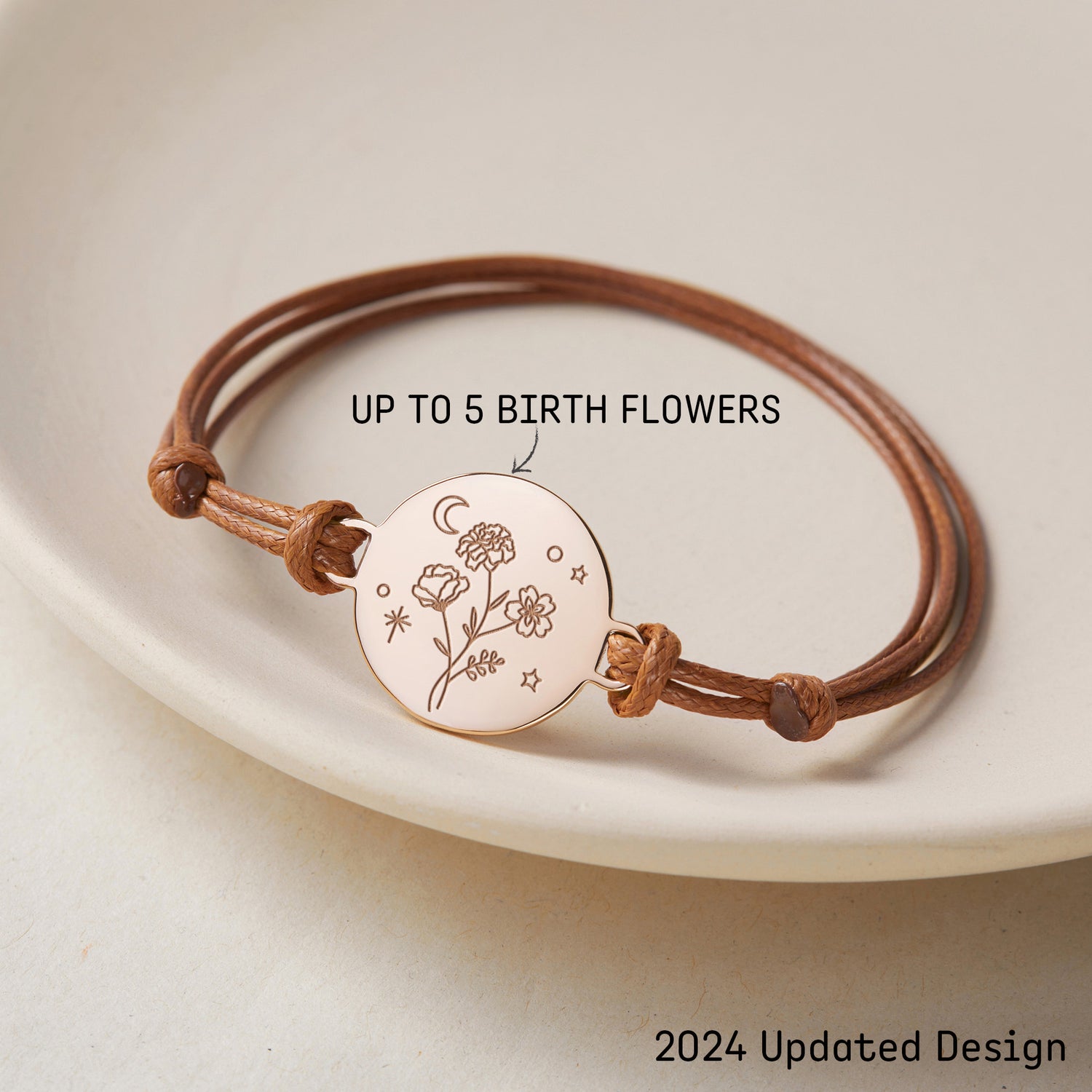 Green Millie birth month flower bracelet, a delicate mother bracelet featuring combined birthflowers for personalized gift.