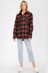 Lime Milo oversized boyfriend plaid checkered flannel top in classic red and black, casual and cozy for layered fall style