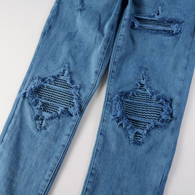 Carmine Juneberry UrbanRift™ distressed mid-waist street jeans, showing fitted denim pants with a worn, edgy look and distressed details.