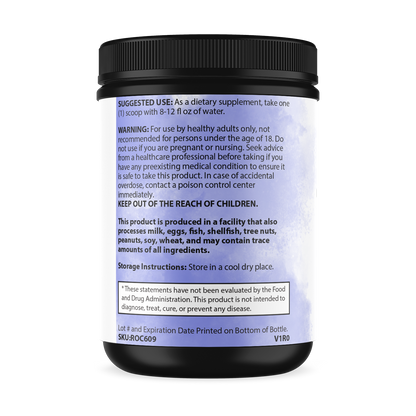 Container of Erin Chaos Pure Creatine powder for sports nutrition, with a white scoop and label visible in the image.