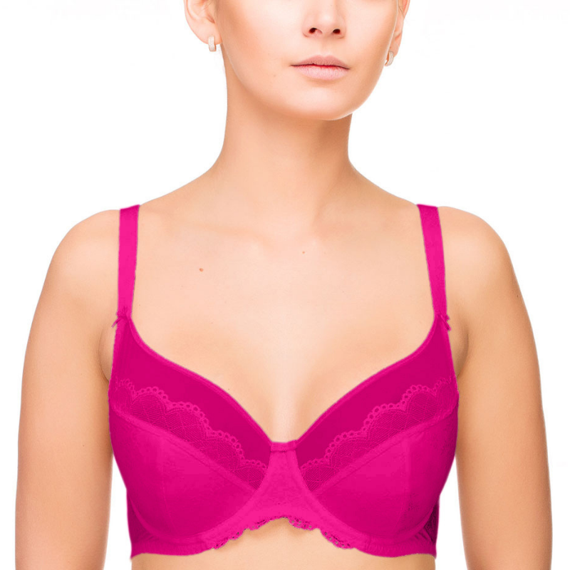 Full figure unlined pink bra from Lauma Vivian lingerie collection, featuring comfortable, supportive undergarment with delicate design.