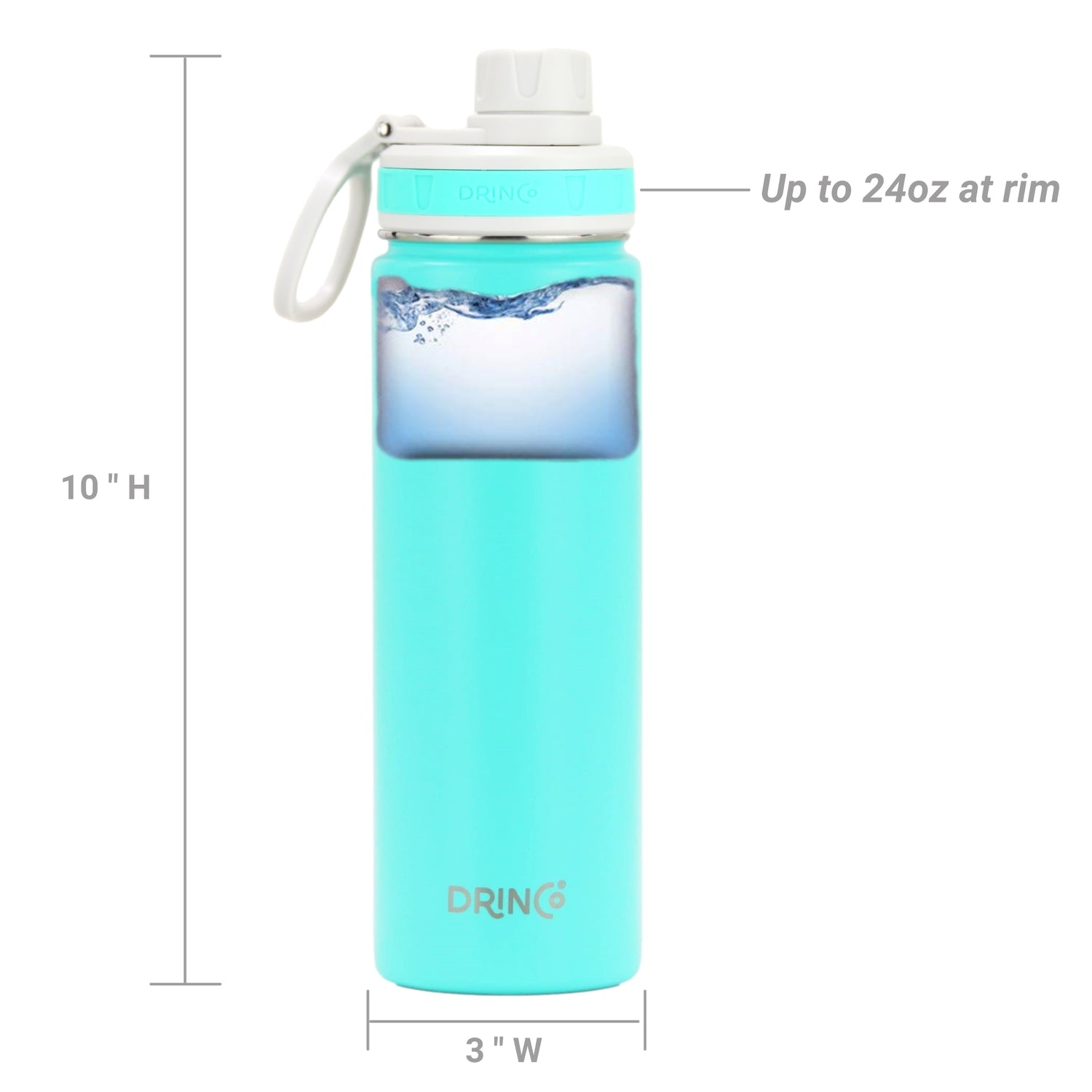 Orchid Lavender DRINCO® 22oz teal stainless steel sport water bottle with a sleek, insulated design for active hydration.