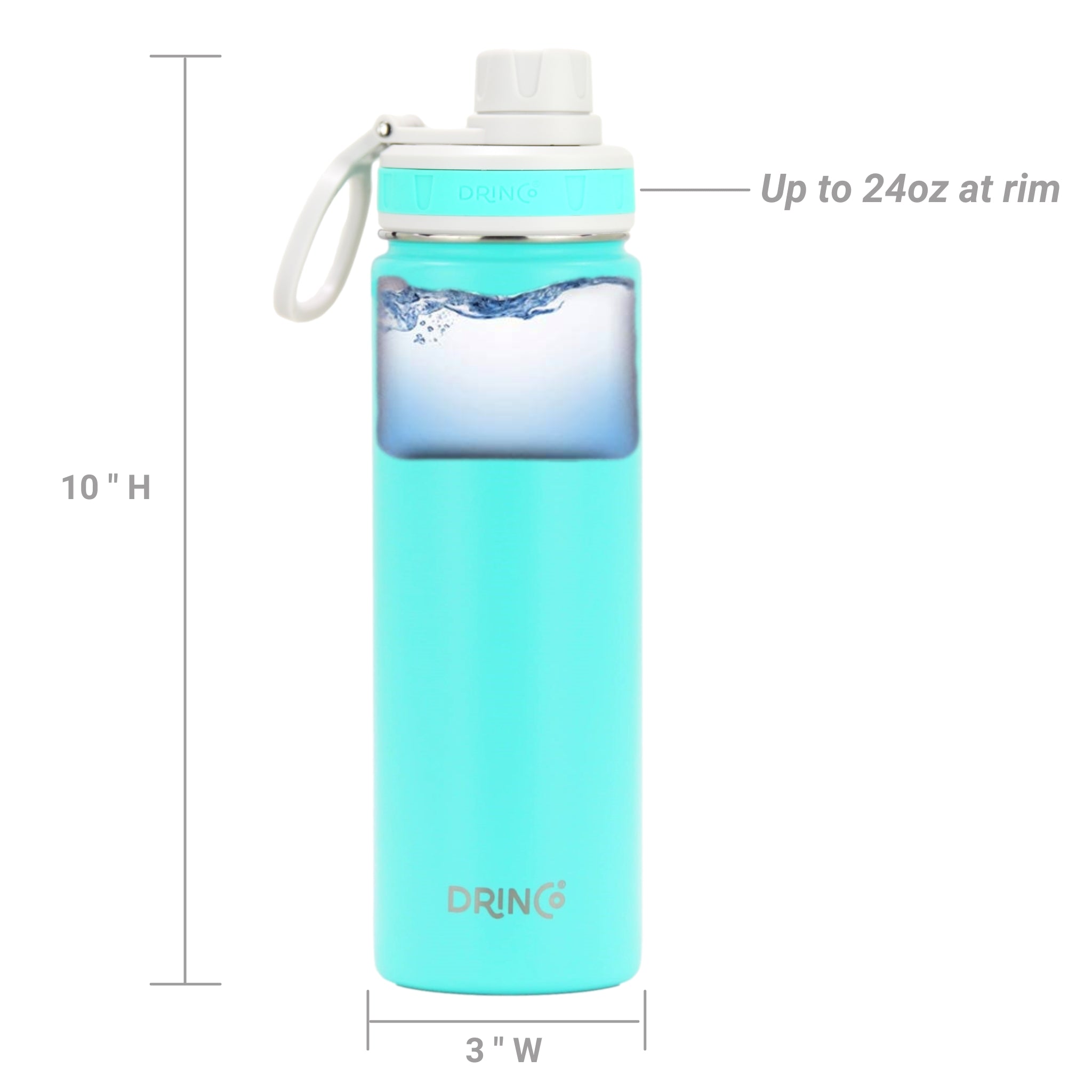 Orchid Lavender DRINCO® 22oz teal stainless steel sport water bottle with a sleek, insulated design for active hydration.
