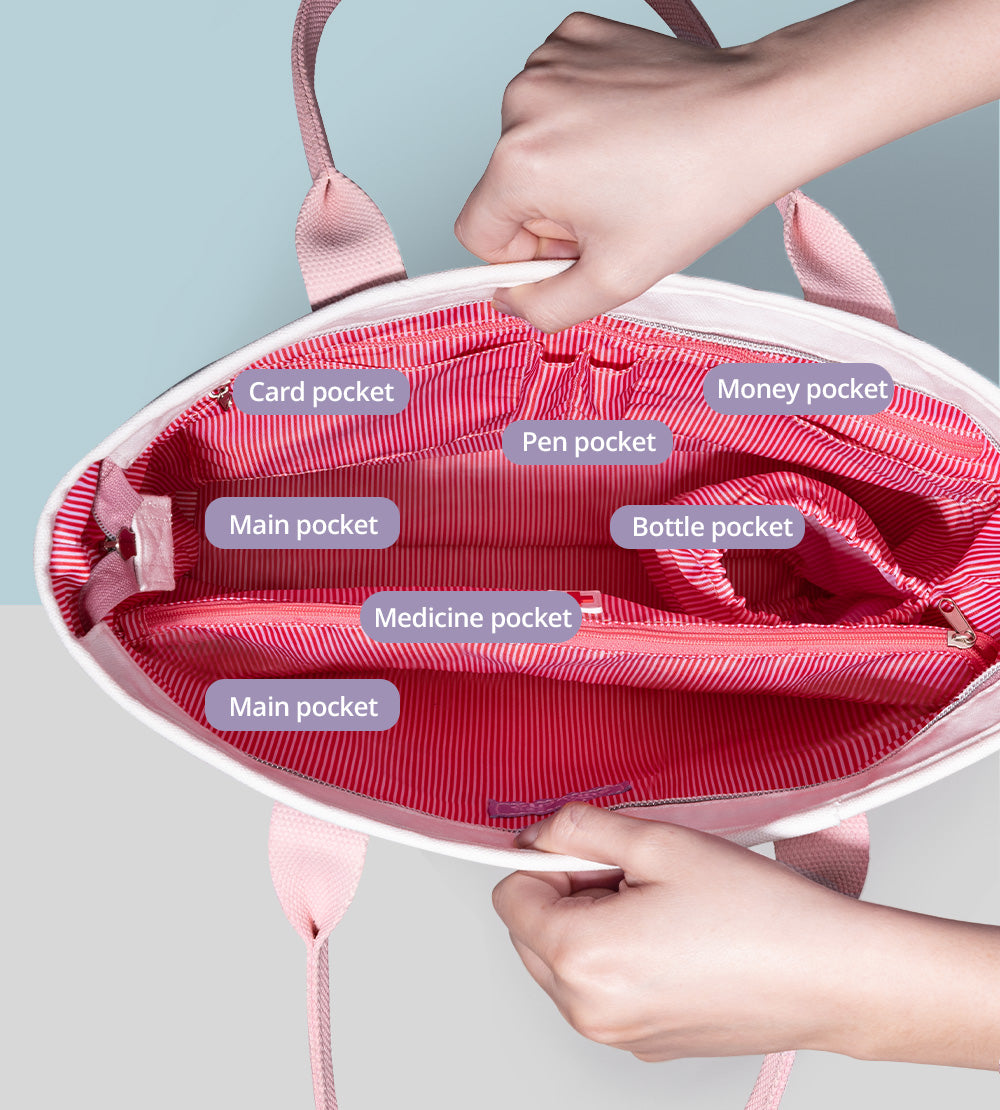 Maroon Chronos maternity hospital bag for kids and babies, featuring multiple compartments and a sturdy design in the image.