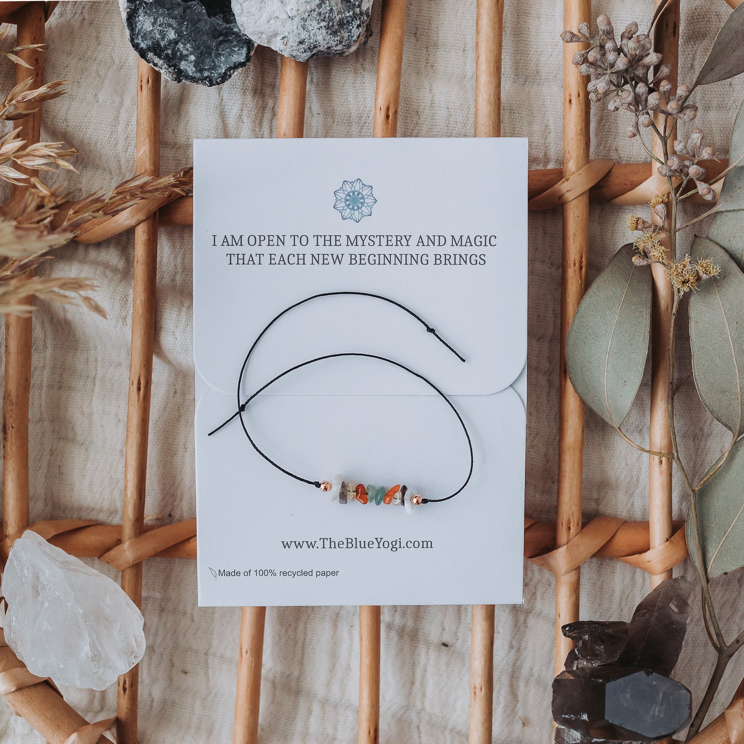 Turquoise Mulberry New Beginnings crystal bracelet anklet with eco-friendly, sustainable design and delicate bead detailing.
