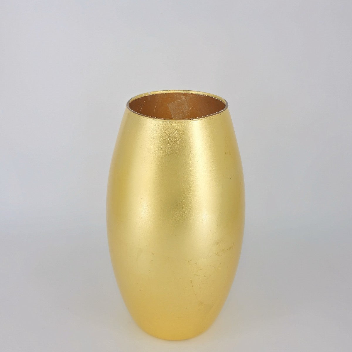 White Zeus Amaryllis 12-inch gold gilded glass bullet vase for elegant home decor, featuring a sleek, cylindrical design with a shiny gold finish.