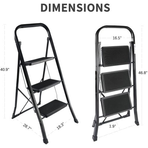 Teal Simba 2-4 step steel ladder folding step stool with anti-slip pedals, sturdy home and garden step ladder for safe use