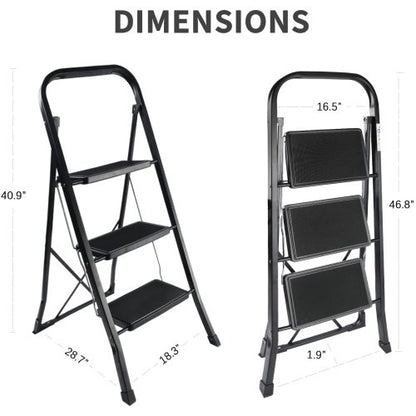 Teal Simba 2-4 step steel ladder folding step stool with anti-slip pedals, sturdy home and garden step ladder for safe use