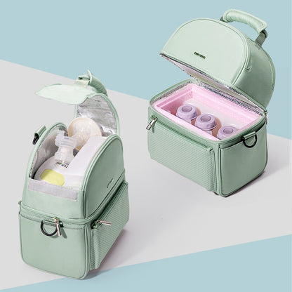 Maroon Chronos kids lunch bag to go with colorful print, insulated lunch container for children and toddlers.