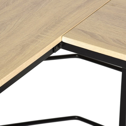 Teal Simba L-shaped computer desk with wood finish, ideal for PC and laptop workspace in a home office or study area.