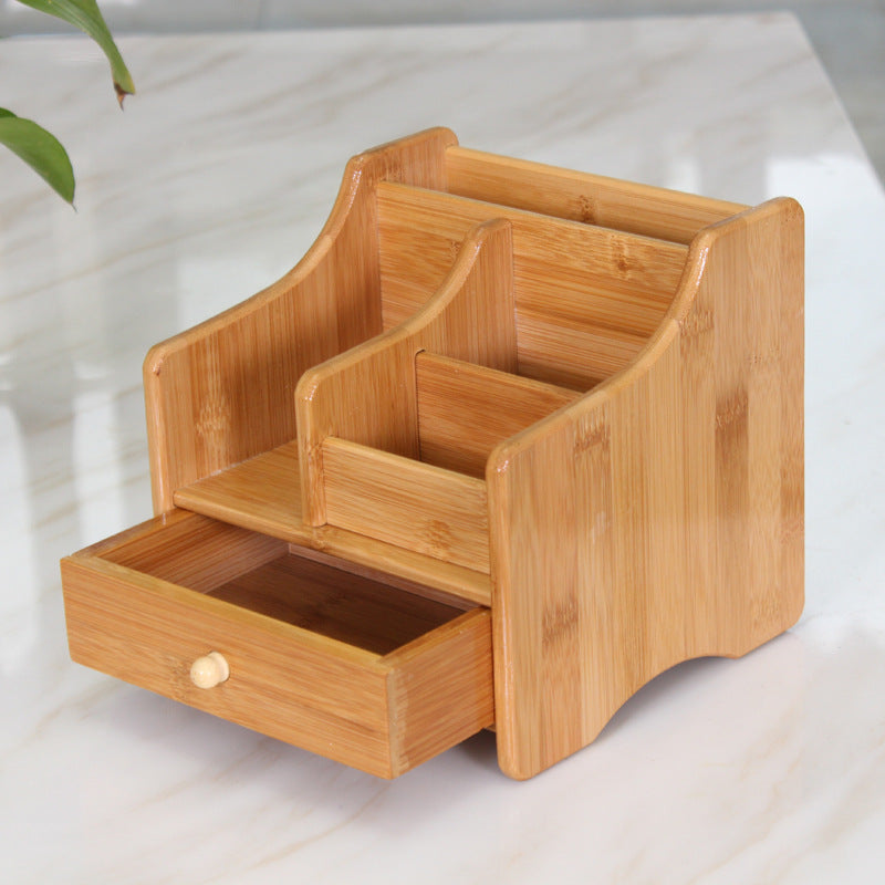 Fuchsia Molly bamboo storage box for organization, featuring a natural bamboo finish and a sleek, minimalist design.