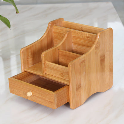 Fuchsia Molly bamboo storage box for organization, featuring a natural bamboo finish and a sleek, minimalist design.