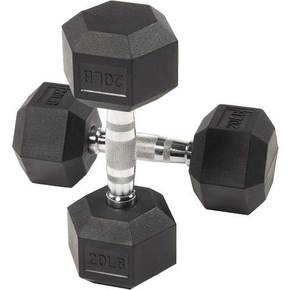 Teal Simba Rubber Encased Hex Dumbbell DB20S for strength training, with black rubber coating and metal handle