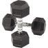 Teal Simba Rubber Encased Hex Dumbbell DB20S for strength training, with black rubber coating and metal handle