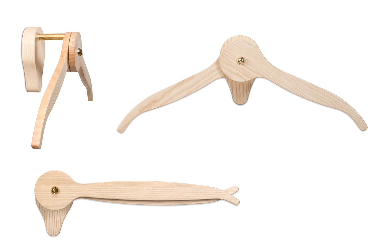 Orange Millie ash wood trouser hangers wall hangers for home decor, showcasing sleek, natural wood finish with multiple hanging slots.