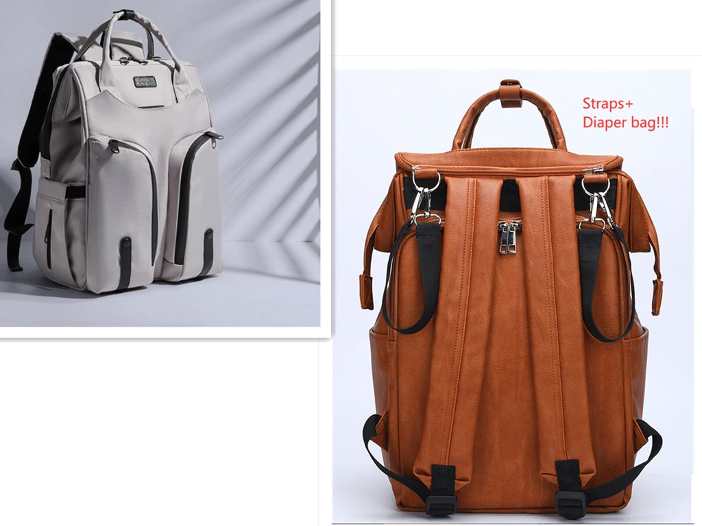 Carmine Juneberry SmartMom Travel+ diaper backpack with multiple compartments and adjustable straps, designed for parents on the go.