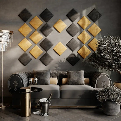 Red Rosemary upholstered acoustic wall panels for home decor, soundproof and absorbing, with soft fabric covering and modern design.