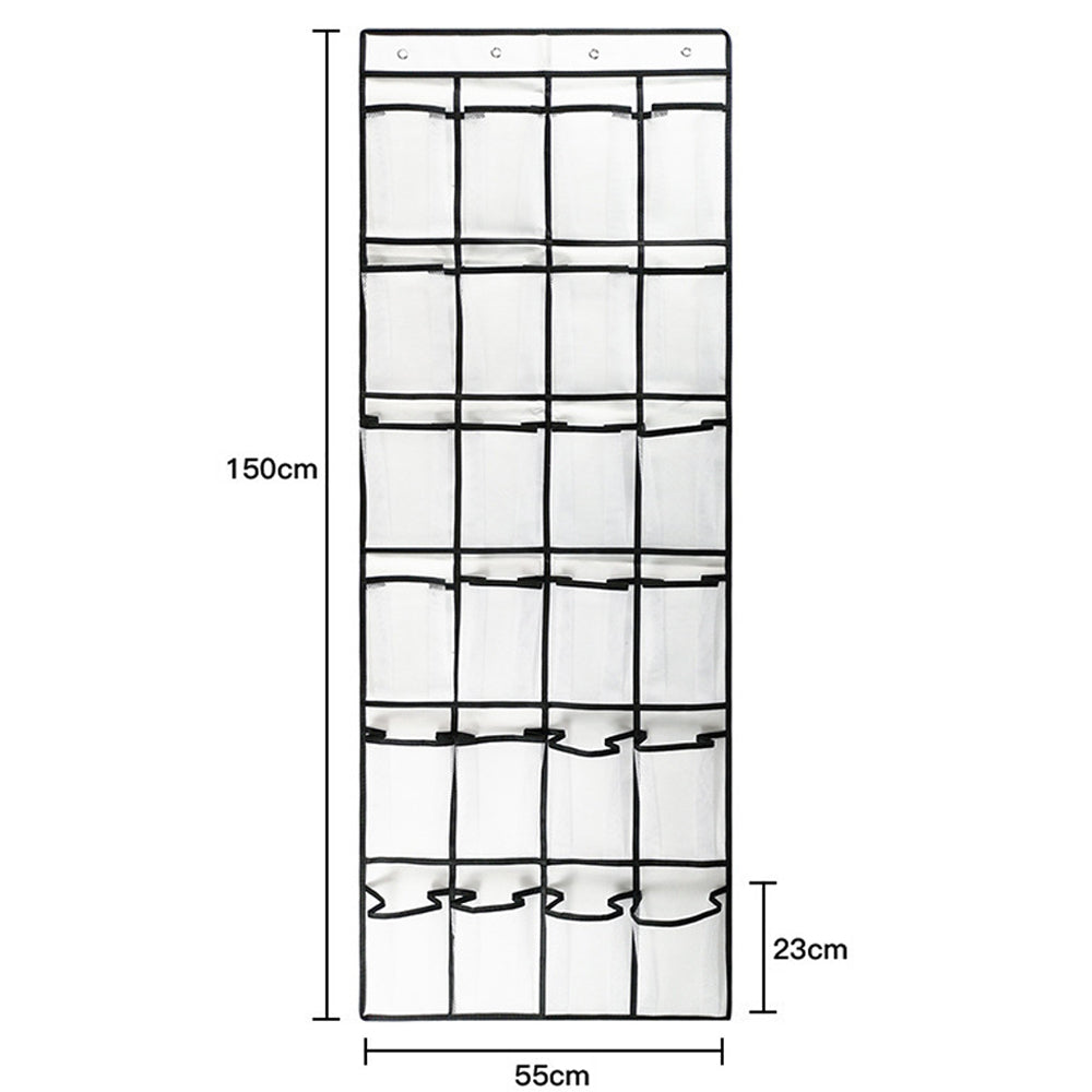 Turquoise Pandion over door shoe storage organizer with 24 clear pockets for closet organization and shoe storage.