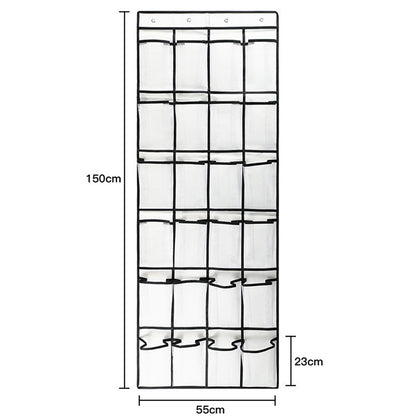 Turquoise Pandion over door shoe storage organizer with 24 clear pockets for closet organization and shoe storage.