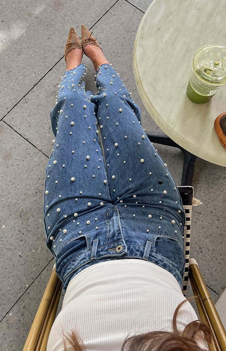 Carmine Juneberry CrossBead™ Denim Haute Edition 25 jeans with detailed stitching and classic denim texture.