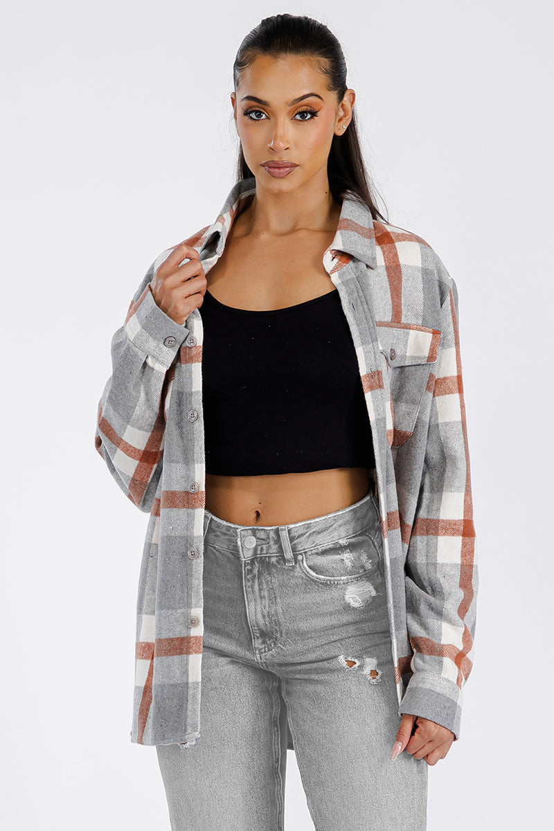 Lime Milo Boyfriend oversized soft flannel shacket in a cozy plaid pattern, casual jacket for men and women.