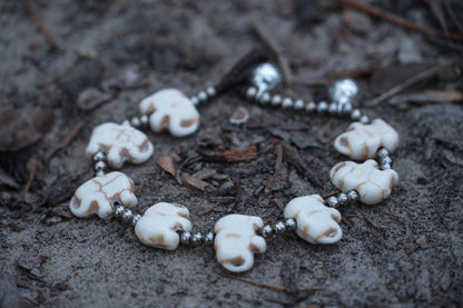 Silver Elephant Stone Bracelet by Tan Smokey featuring silver and stone beads on a stylish bracelet design.